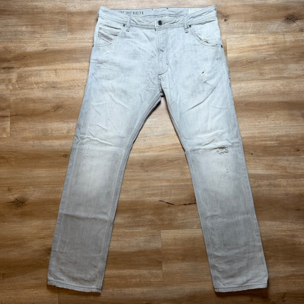 Diesel Krooley Jeans Mens 33x30 Gray Slim Carrot Distressed Made in Italy 008X9